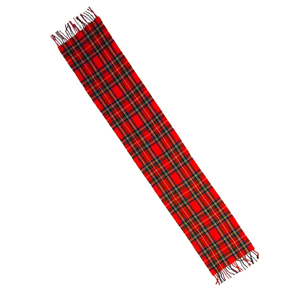 Red Plaid Scarf with Fringe